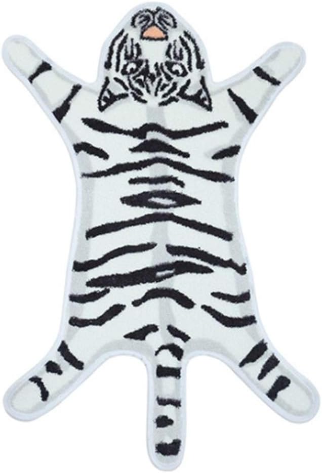 Tiger Print Rug Cartoon Cute Faux Area Rugs Fluffy Animal Print Mat Carpet Kids by yingda1992