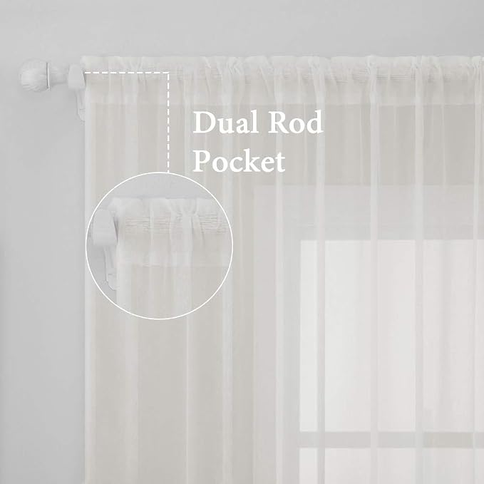MIULEE Ivory Window Sheer Curtains - Image 2