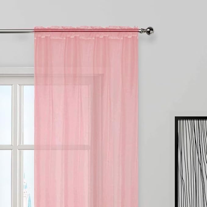 SpaceDresser Sheer Voile Window Treatment Rod Pocket Curtain Panels - Image 5