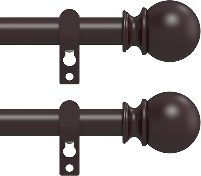 Curtain Rods for Windows 28 to 48 Inch, 2 Pack 5/8 Inch Heavy Duty Decorative by Poskena
