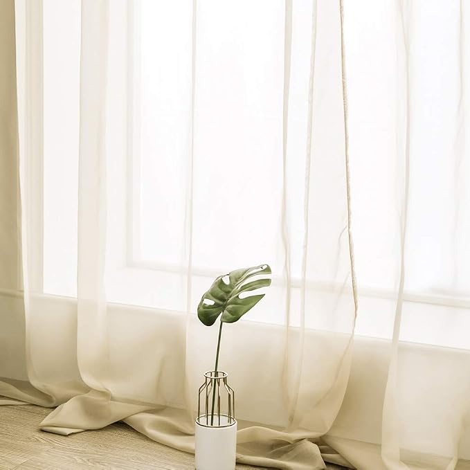 MIULEE 2 Panels Solid Color Sheer Window Curtains Elegant Window Voile - Image 5
