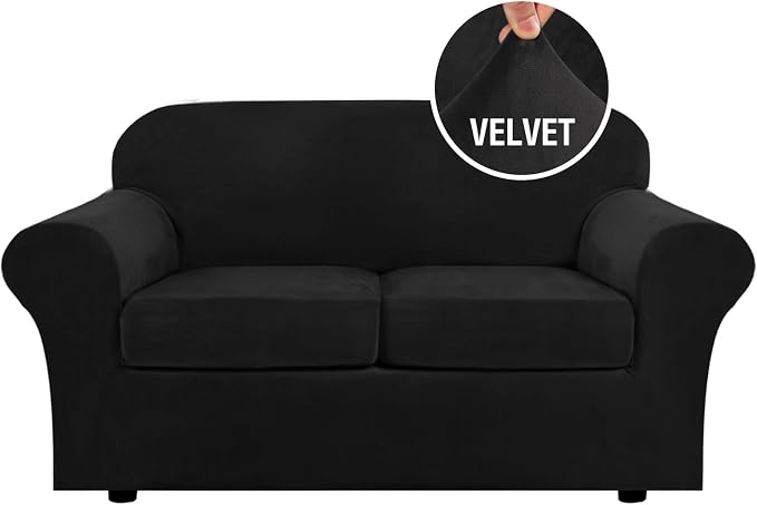 H.VERSAILTEX Real Velvet Plush 3 Piece Stretch Sofa Covers Couch Covers by HVERSAILTEX