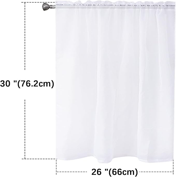 SpaceDresser White Kitchen Sheer Valance Curtains 30 Inch, Voile Sheer Cafe - Image 2