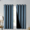 NICETOWN 100% Blackout Curtains 54" Long, Smoky Blue, 1 Pair, Double-Deck by NICETOWN