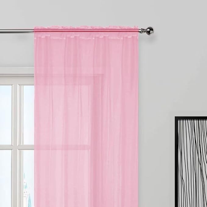 SpaceDresser Sheer Voile Window Treatment Rod Pocket Curtain Panels - Image 4
