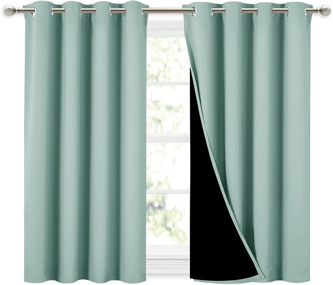 NICETOWN Aqua Blue 100% Blackout Curtains 45 inches Long, 2 Thick Layers by NICETOWN