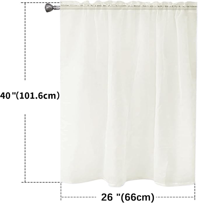 SpaceDresser Basic Rod Pocket Sheer Voile Window Curtain Panels Ivory 1 Pair 2 - Image 2