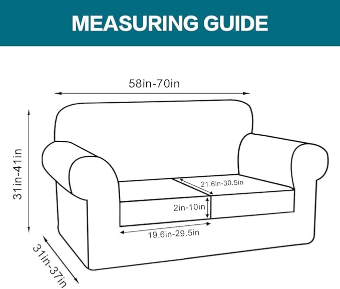 Turquoize 3 Piece Sofa Covers for 2 Cushion Couch Loveseat Slipcover Soft Couch - Image 2