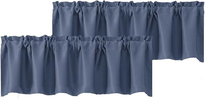 Chyhomenyc Denim Blue Valances for Window, Room Darkening Short Curtains for by Chyhomenyc