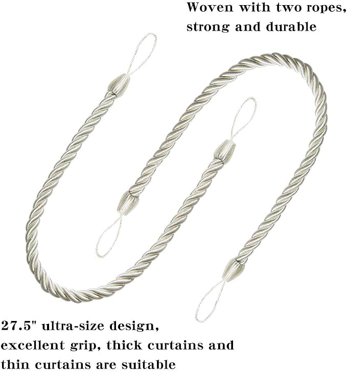 BEL AVENIR Curtain Rope Tiebacks, Drapery Rope Holdbacks - Image 2