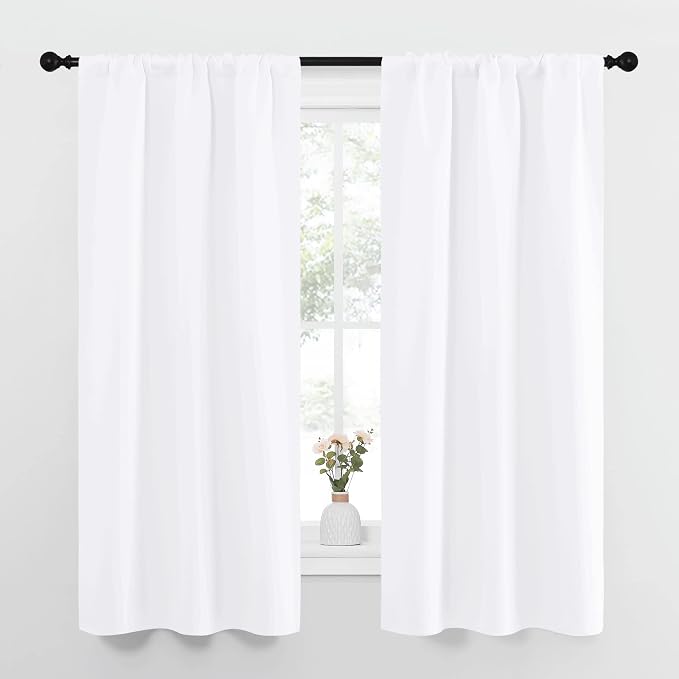 NICETOWN White Curtains for Bedroom, Short Curtains & Draperies for Small Window by NICETOWN