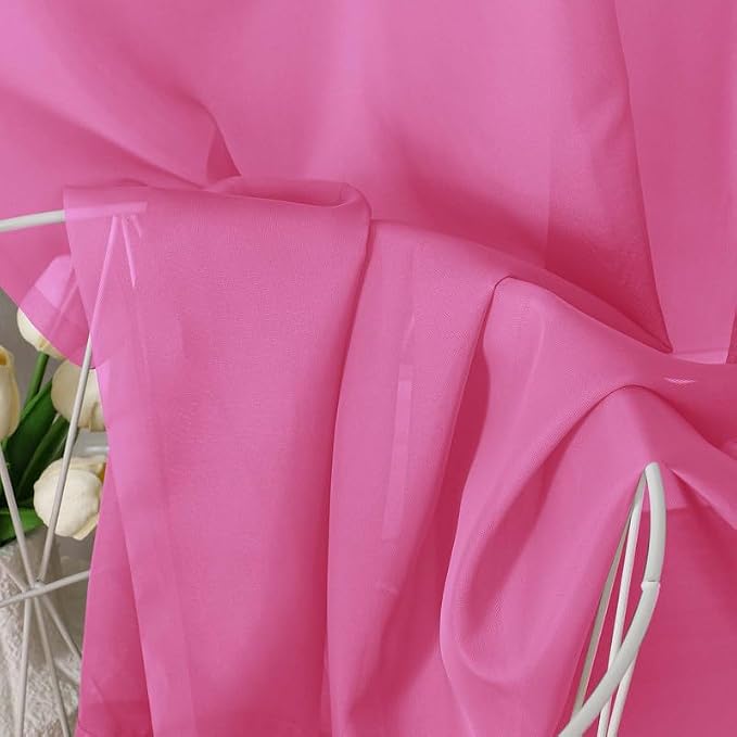 Hot Pink Sheer Curtains 45 Inches Long 2 Panels - Image 4