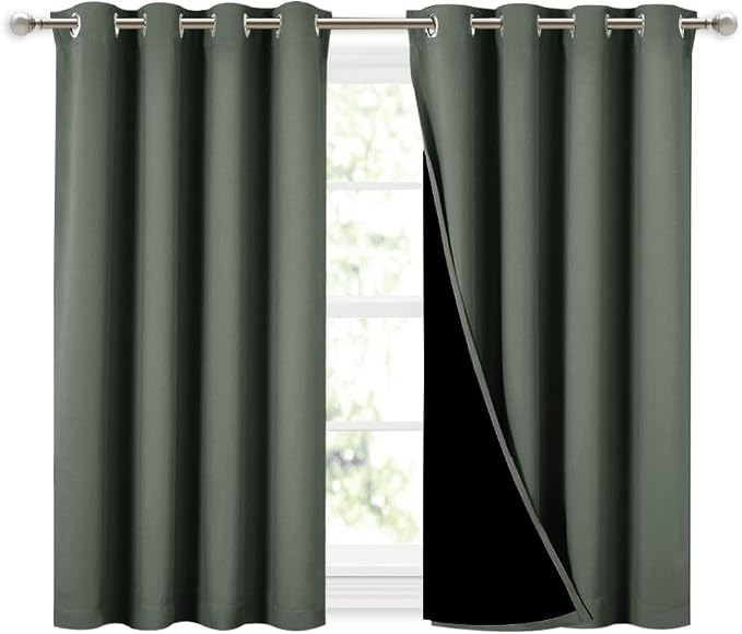 NICETOWN Dark Mallard 100% Blackout Curtains 45 inches Long, 2 Thick Layers by NICETOWN