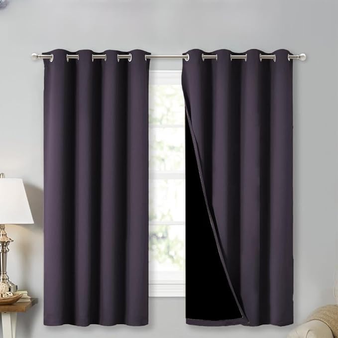 NICETOWN 100% Blackout Curtains 45" Long, 1 Pair, 2 Thick Layers Completely by NICETOWN