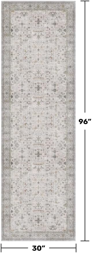 Hazo Haus Light Gray Washable 2'6"x8' Wide Runner Rugs - Image 2