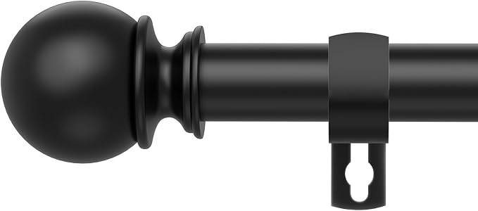 Black Curtain Rods for Windows 48 to 84 or 88 Inches Max, 5/8 Inch Diameter by Poskena
