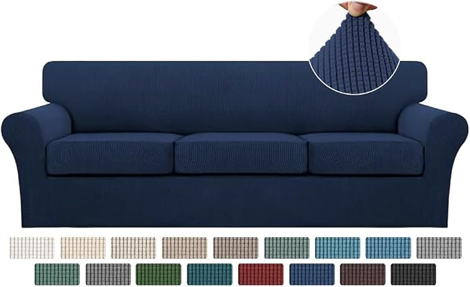 Turquoize 4 Piece Sofa Covers for 3 Cushion Couch Sofa Slipcover Soft Couch by Turquoize