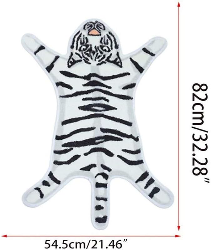 Tiger Print Rug Cartoon Cute Faux Area Rugs Fluffy Animal Print Mat Carpet Kids - Image 3