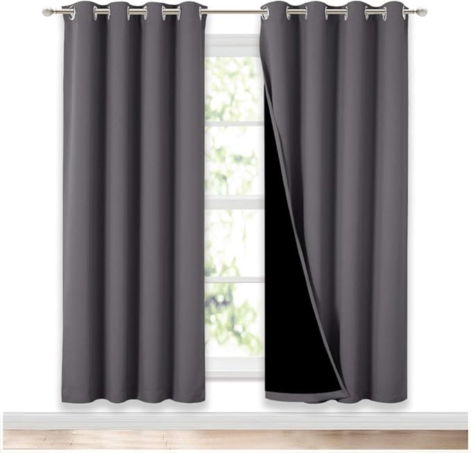 NICETOWN Grey Full Shade Curtain Panels, Pair of Energy Smart & Noise Blocking by NICETOWN