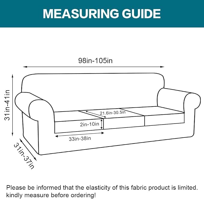 Turquoize 4 Piece Sofa Covers for 3 Cushion Couch Sofa Slipcover - Image 2