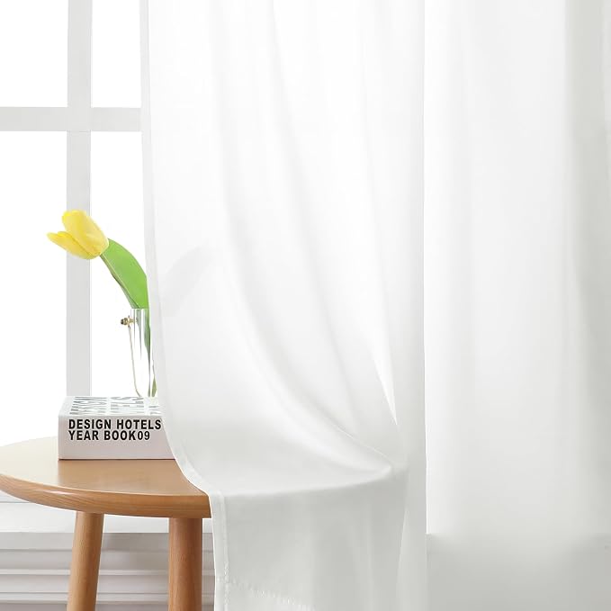 HOMEIDEAS Non-See-Through White Privacy Sheer Kitchen Curtains 30 X 24 Inches - Image 6