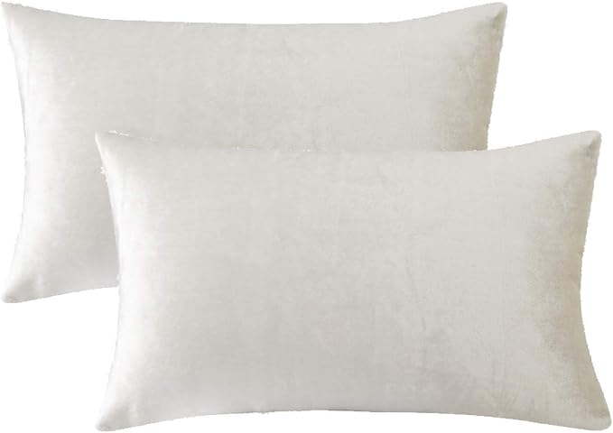 GIGIZAZA White Velvet 12x20 Lumbar Decorative Throw Pillow Covers Cases - Image 2
