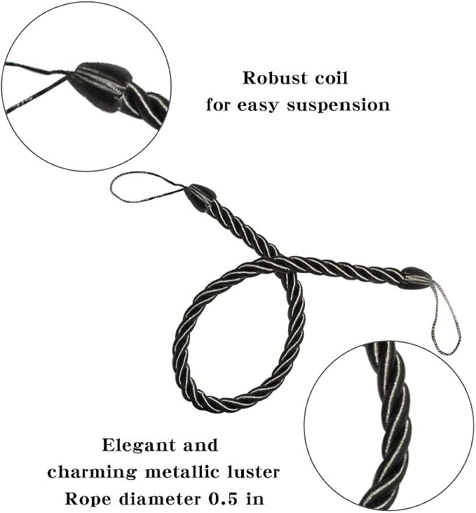BEL AVENIR Curtain Rope Tiebacks, Drapery Rope Holdbacks - Image 2