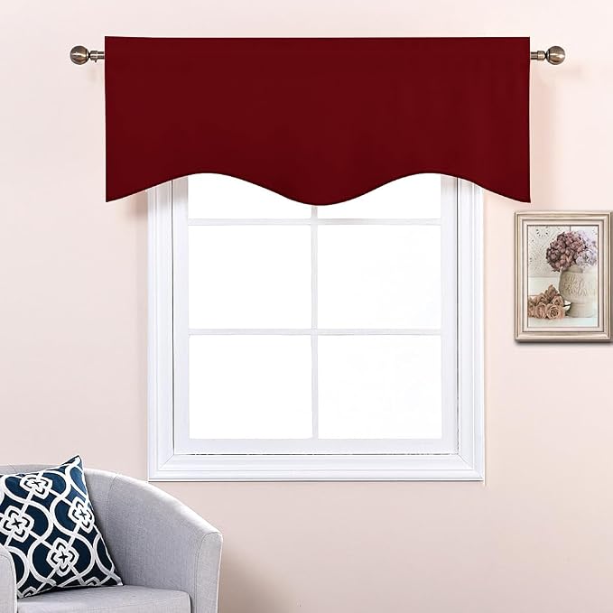 NICETOWN Basement Window Scalloped Red Valances - Image 6