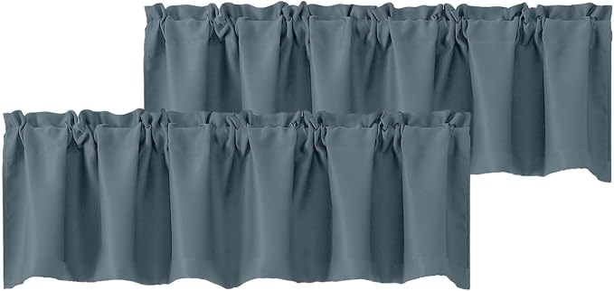 Chyhomenyc Stone Blue Valances for Window, Room Darkening Short Curtains for by Chyhomenyc