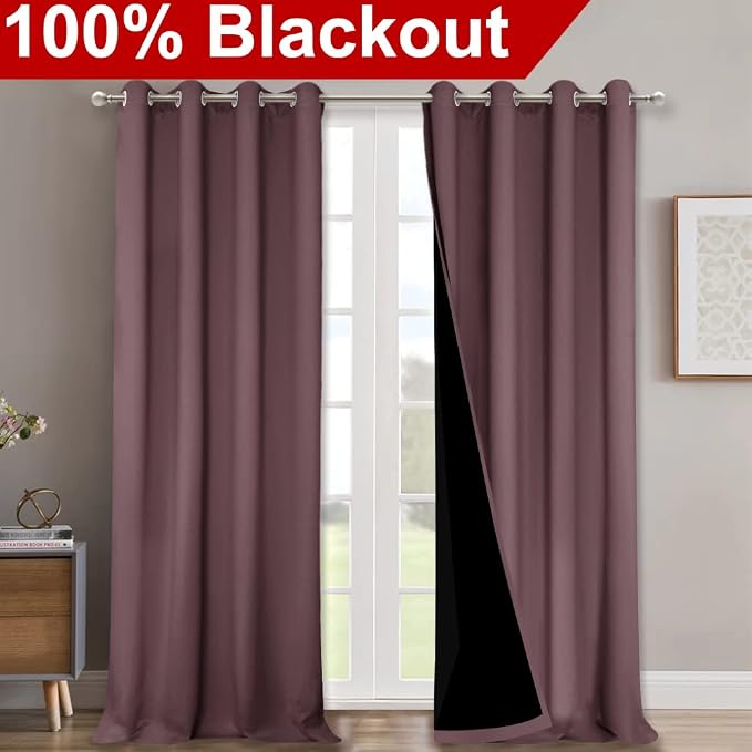 NICETOWN Full Shading Curtains 90 inches Long 2 Panels Set - Image 2