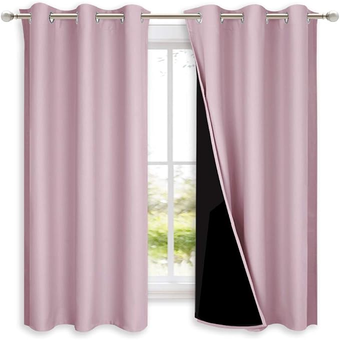 NICETOWN 100% Blackout Curtains 54 inches Long, Lavender Pink, 1 Pair, 42 by NICETOWN