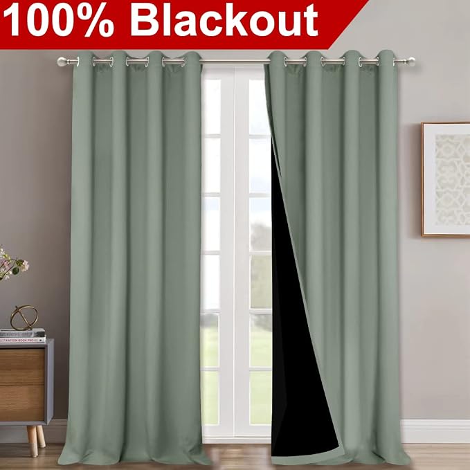 NICETOWN 100% Blackout Window Curtain Panels, Heat and Full Light Blocking - Image 6