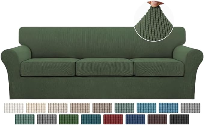 Turquoize 4 Piece Sofa Covers for 3 Cushion Couch Sofa Slipcover Soft Couch by Turquoize