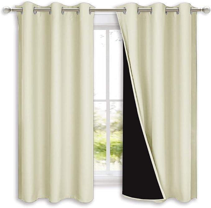 NICETOWN Bedroom Full Blackout Curtain Panels, Super Thick Insulated Grommet by NICETOWN