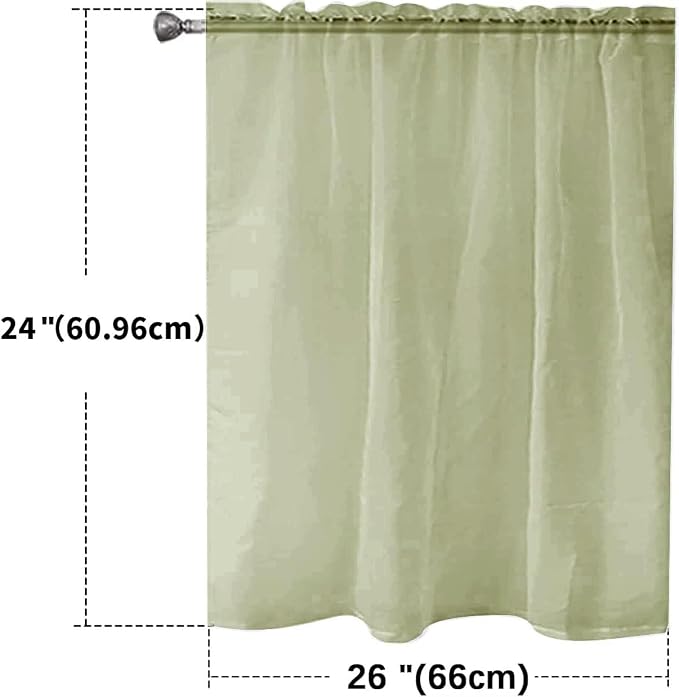 SpaceDresser Basic Rod Pocket Sheer Voile Window Curtain Panels Sage Green 1 - Image 2