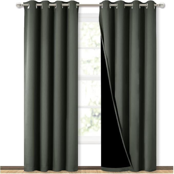 NICETOWN 100% Blackout Curtains 84 inches Long, Pair of Energy Smart & Noise by NICETOWN