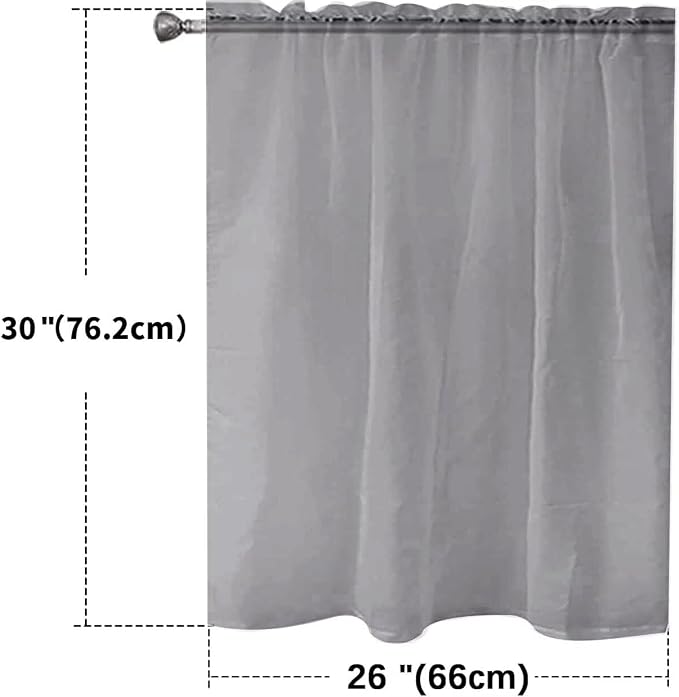 SpaceDresser Basic Rod Pocket Sheer Voile Window Curtain Panels Grey 1 Pair 2 - Image 2