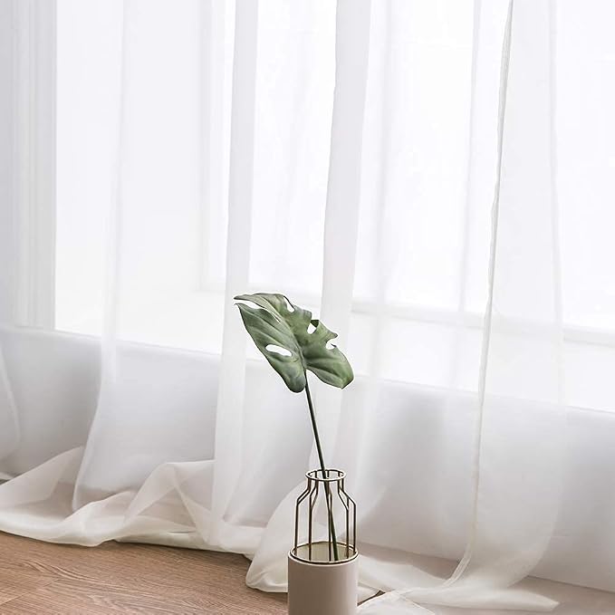MIULEE 2 Panels Solid Color Sheer Window Curtains Elegant Window Voile - Image 5