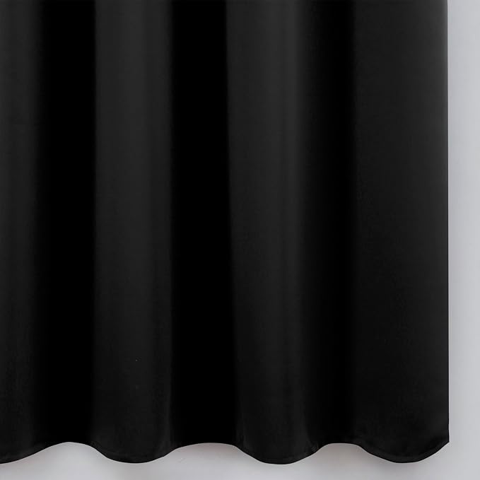 LEMOMO Blackout Curtains 66 x 54 Inch Long Black Curtains Set of 2 Panels Room - Image 8