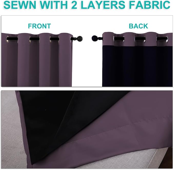 NICETOWN 100% Blackout Lined Curtains, 1 Pair, 2 Thick Layers Completely - Image 5