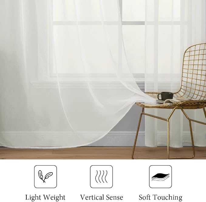MIULEE Ivory Window Sheer Curtains - Image 4