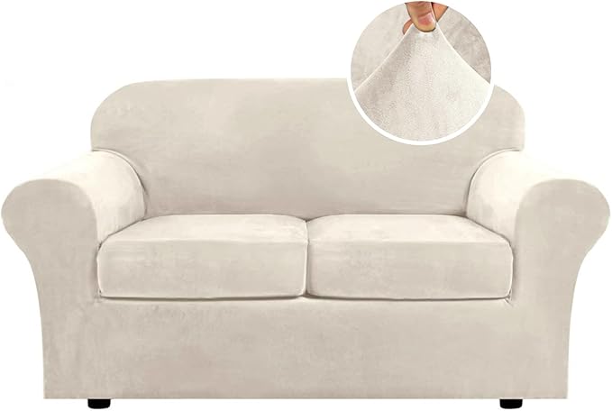 H.VERSAILTEX Real Velvet Plush 3 Piece Stretch Sofa Covers Couch Covers by HVERSAILTEX