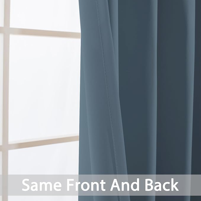 Yakamok Wide Thermal Blackout Patio Door Curtain Panel, Stone Blue Grommet - Image 4