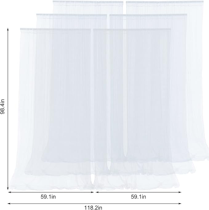 6 Panels White Sheer Tulle Backdrop Curtains - Image 6