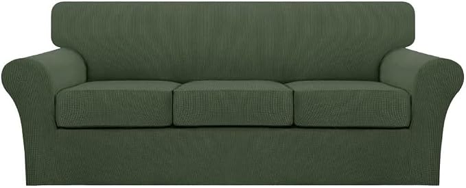 Turquoize 4 Piece Sofa Covers for 3 Cushion Couch Sofa Slipcover Soft Couch by Turquoize