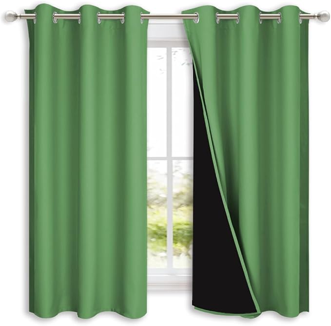 NICETOWN 100% Blackout Curtains 45 inches Long, Forest Green, 1 Pair, 42 inches by NICETOWN