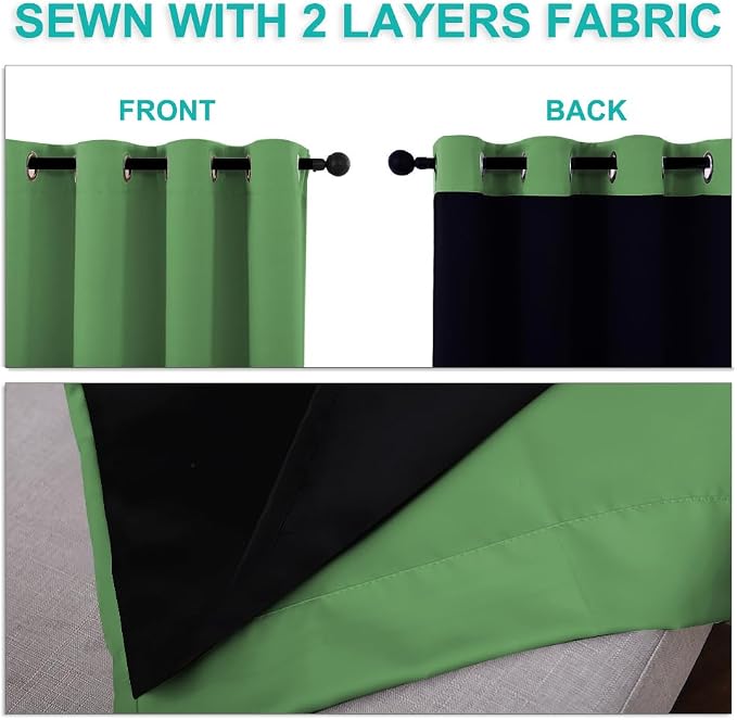 NICETOWN 100% Blackout Window Curtain Panels, Forest Green, Cold and Full Light - Image 5