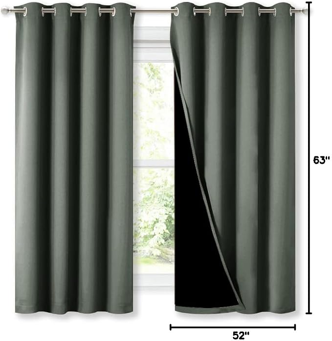 NICETOWN Dark Mallard 100% Blackout Lined Curtains, 2 Thick Layers Completely - Image 9
