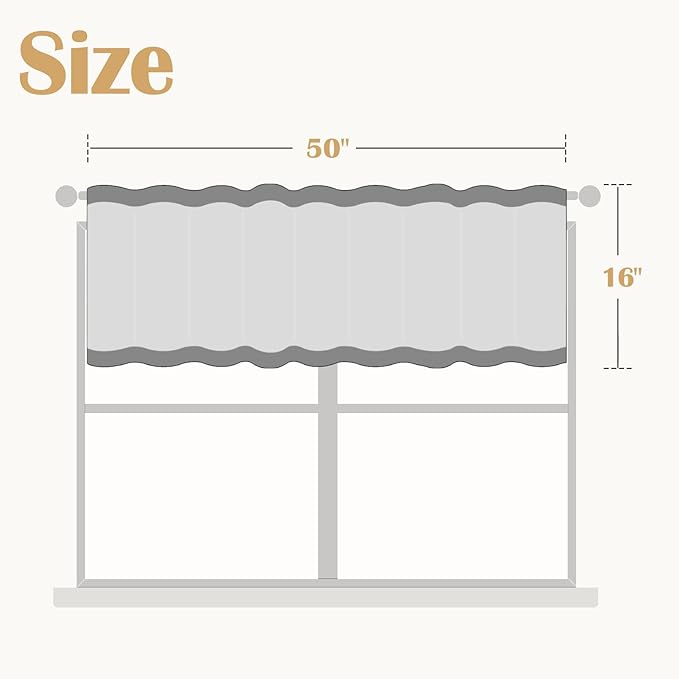 jinchan Striped Linen Valance Curtain 16 Inch Vertical Striped Valance - Image 6