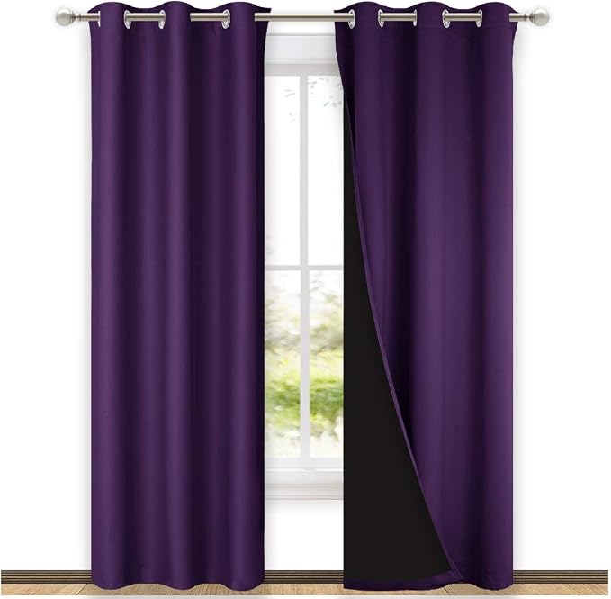 NICETOWN Room Warming Blackout Curtains 80 inches Long, Royal Purple, 2 Pieces by NICETOWN